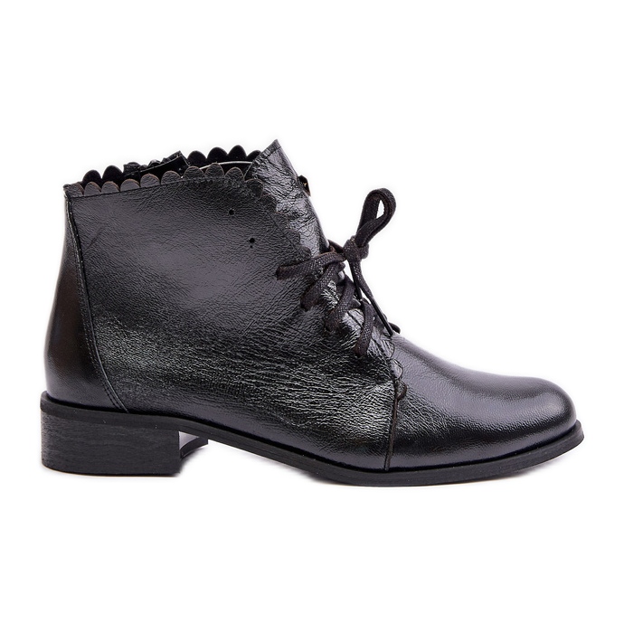 Zazoo 2964 Flache Lederstiefel, Schwarz