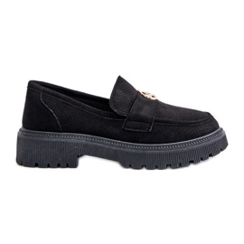 Damen-Brogues-Mokassins mit Golddetail, schwarzes Arilva
