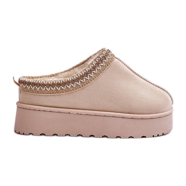 Plateau-Schneestiefel für Damen mit Fellfutter, Hellbeige Remenia