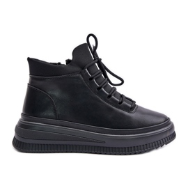 Leichte Leder-Sportschuhe auf der Artiker-Plattform 55C1041 Schwarz