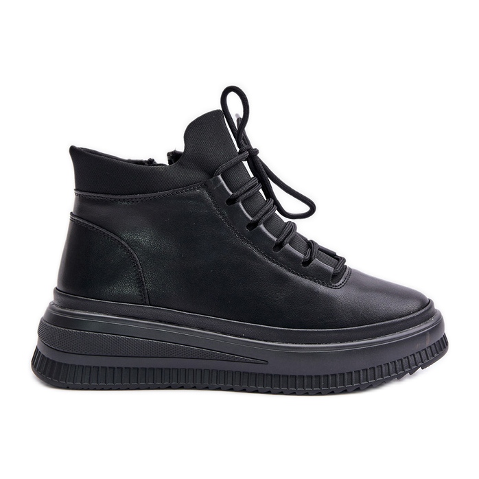 Leichte Leder-Sportschuhe auf der Artiker-Plattform 55C1041 Schwarz