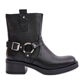 Zazoo 60480 Isolierte Lederstiefel mit niedrigem Absatz, Schwarz