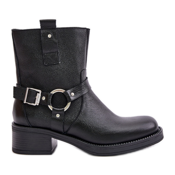 Zazoo 60480 Isolierte Lederstiefel mit niedrigem Absatz, Schwarz