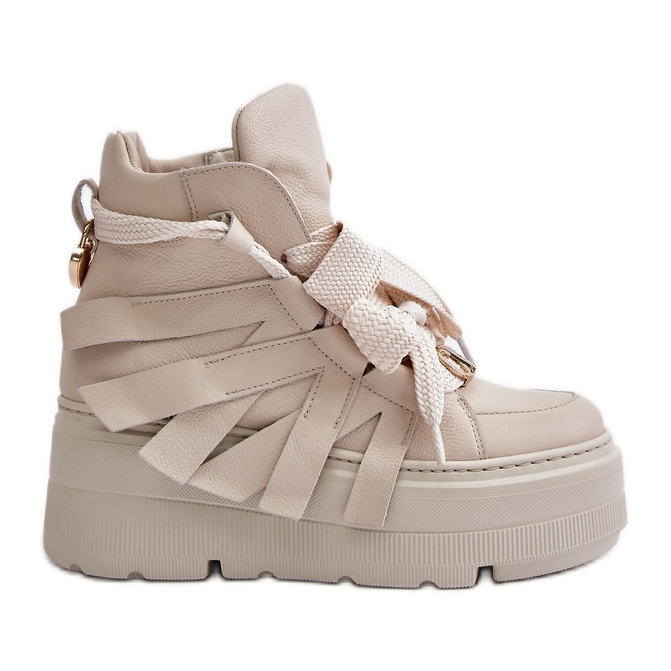 Damen-Ledersneaker auf massivem Plateau CheBello 4561 Beige