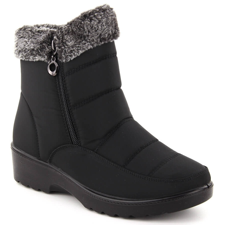 Damen-Schneestiefel mit Fell, schwarz, Vinceza 86231