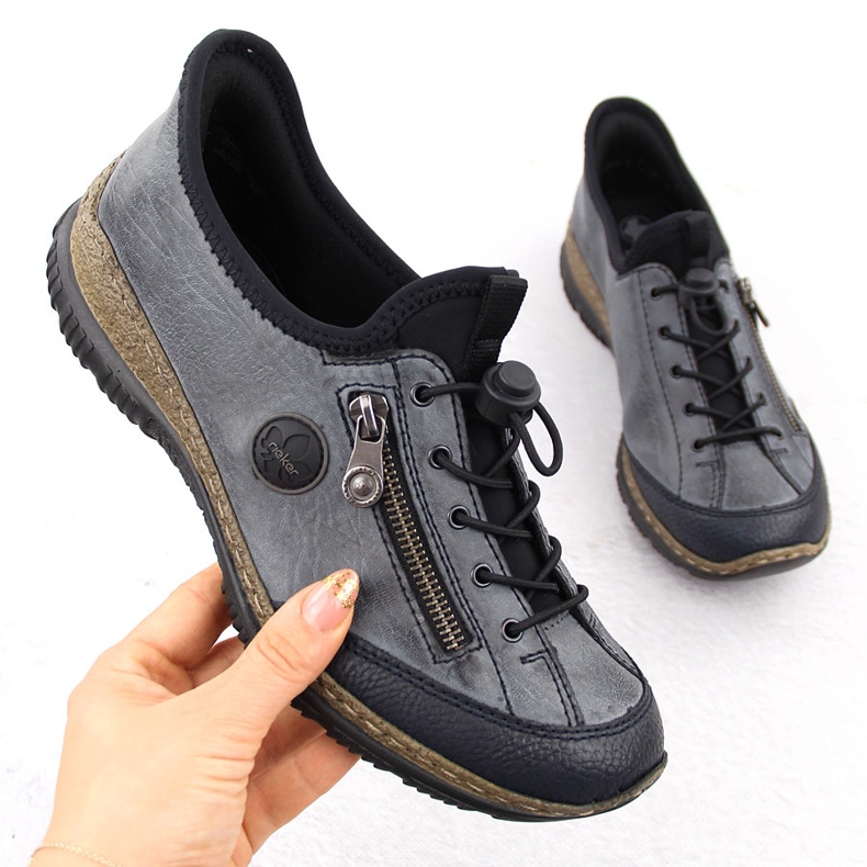 Marineblaue Damen-Slipper von Rieker N3267-14