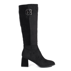 Goodin Schwarze Overknee-Stiefel für Damen aus Wildleder