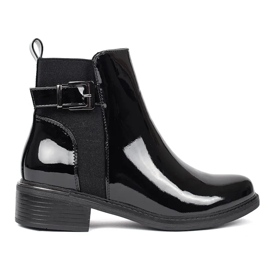 Schwarze Chelsea-Stiefel aus Lack für Damen