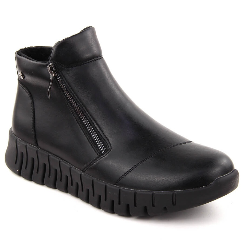 Schwarze Leder-Damenstiefeletten auf der Plattform von Filippo DBT6345