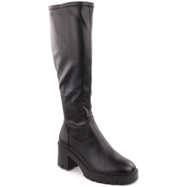 Isolierte Damenstiefel mit hohen Absätzen und Plateausohle, schwarz Vinceza 58332