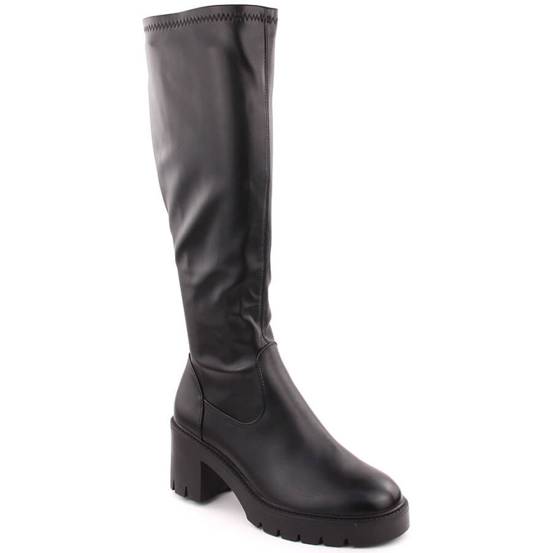 Isolierte Damenstiefel mit hohen Absätzen und Plateausohle, schwarz Vinceza 58332