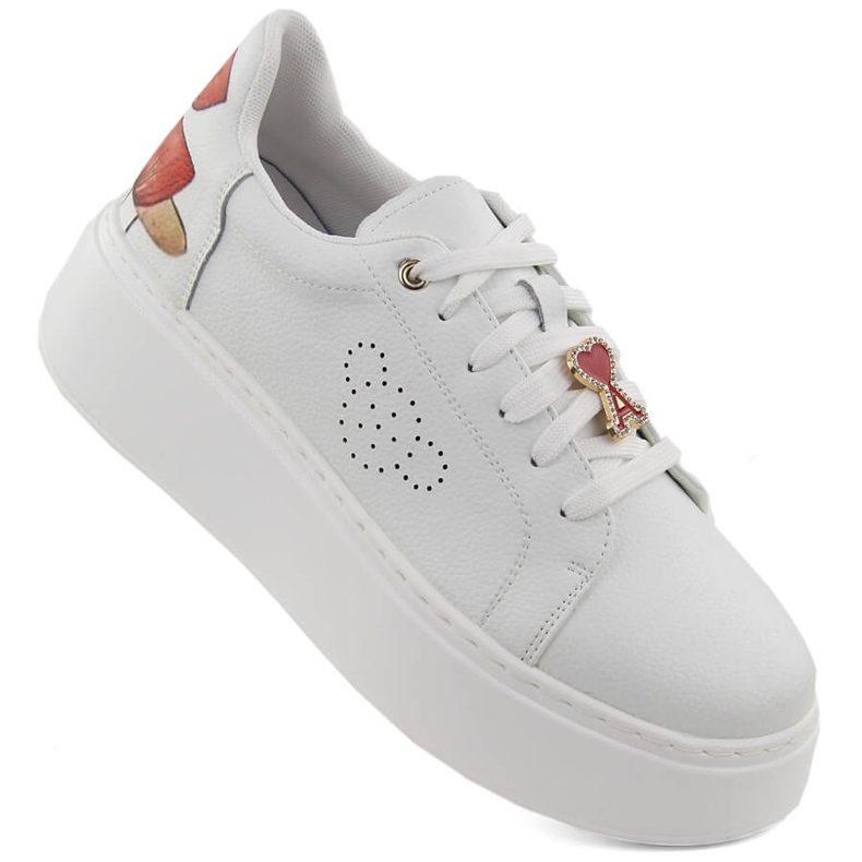 Leder-Sportschuhe auf Plateau, weiß Vinceza 89101