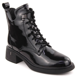 Schwarze Damenstiefeletten aus Lackleder D&amp;A S.Barski Premium Collection CR42-089