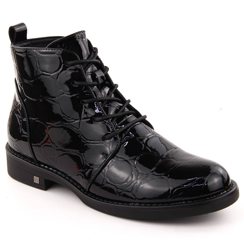 Damen-Stiefeletten aus Lackleder, schwarz, Potocki 12471