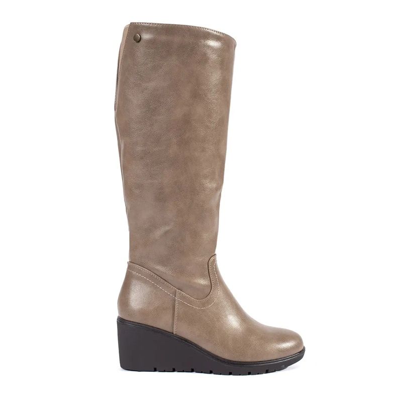 Beige Damen-Keilstiefel