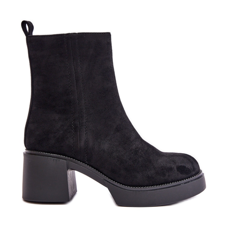 Damenstiefel aus Öko-Wildleder mit hohem Absatz, warmes Schwarz von Meriluna