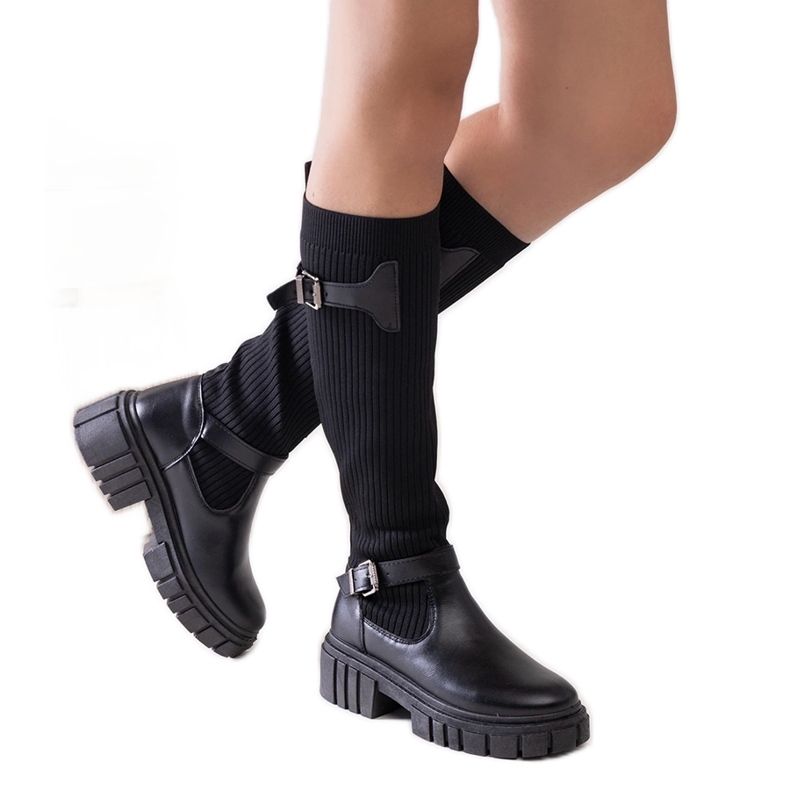 Schwarze Slip-On-Stiefel von Miste mit elastischem Obermaterial