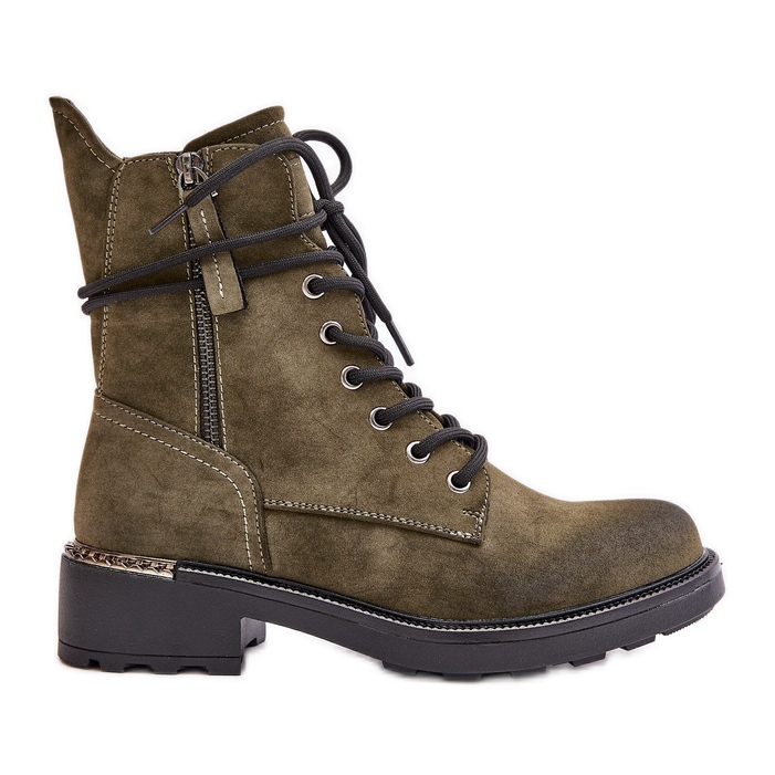 Hohe Arbeitsstiefel mit grünen Maisa-Reißverschlüssen