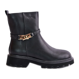 Damen-Lederstiefel mit isoliertem Riemen GOE OO2N4150 Schwarz