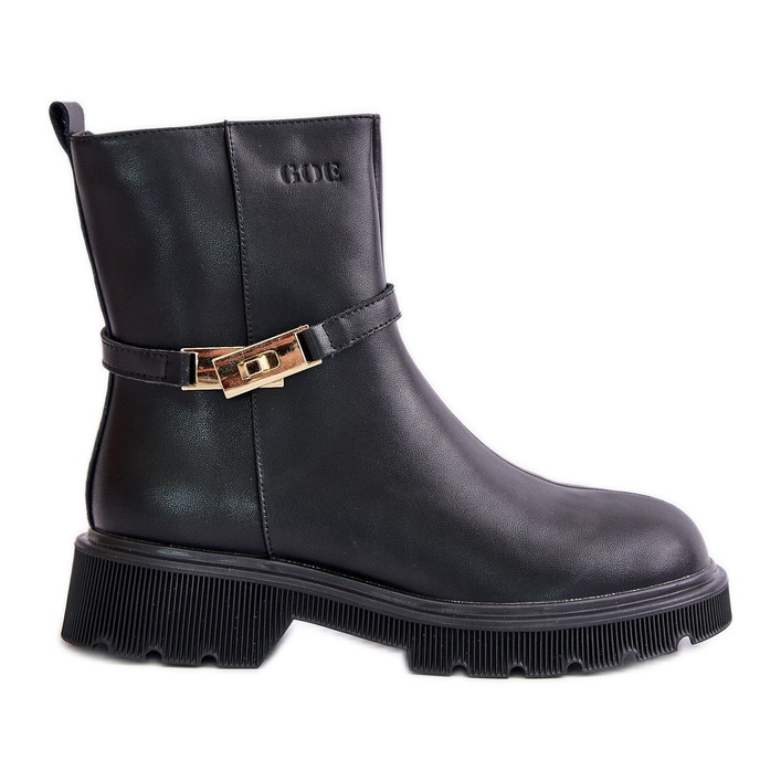Damen-Lederstiefel mit isoliertem Riemen GOE OO2N4150 Schwarz