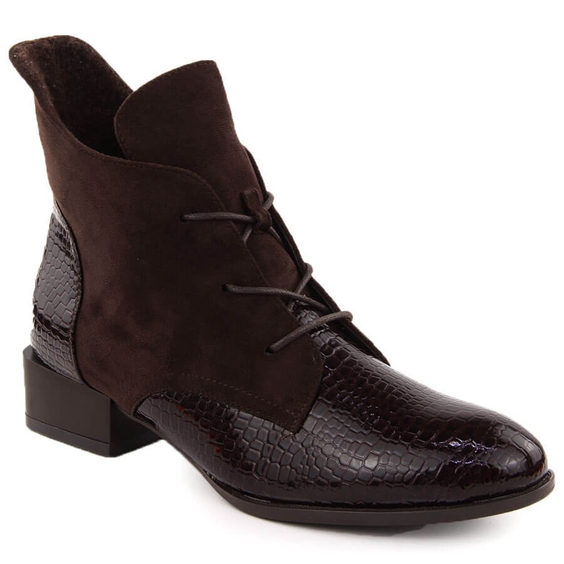 Damen-Stiefeletten aus Lackleder braun Potocki 12498
