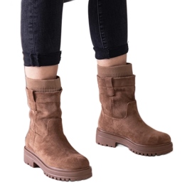 Braune Slip-On-Stiefeletten mit Ralia-Socke