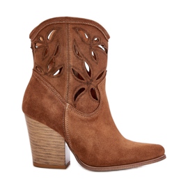 Lewski Shoes Cowboystiefel aus Wildleder mit durchbrochenem Muster Lewski 3612 Braun beige