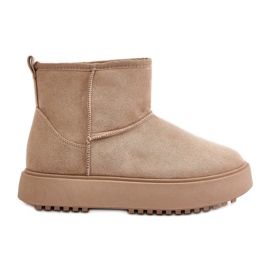 Damen-Schneestiefel mit Plateausohle aus Öko-Wildleder Beige Atteria
