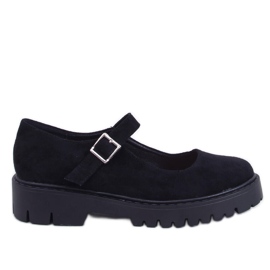 Schwarze Riemchen-Ballerinas von Holmess mit Plateausohle