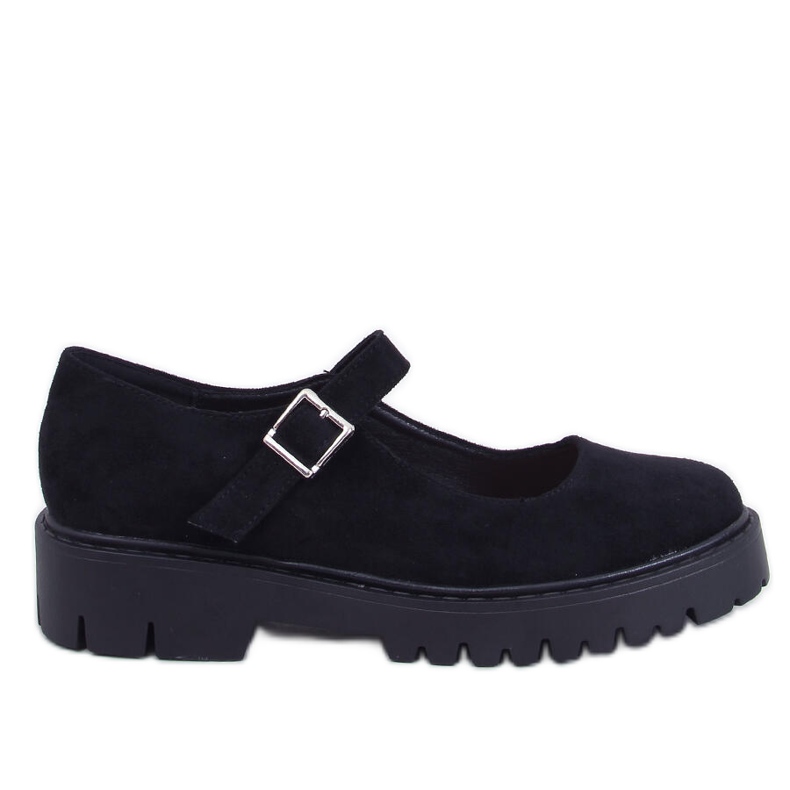 Schwarze Riemchen-Ballerinas von Holmess mit Plateausohle