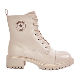 Beige Soratta Warme Arbeiterstiefel mit Reißverschluss