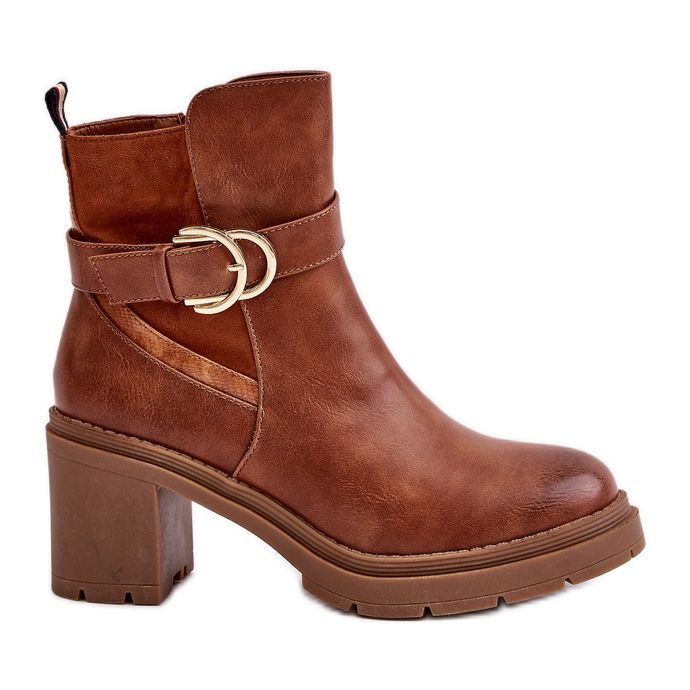 Damen-Stiefel mit hohem Absatz und isoliertem Camel-Inabelle-Reißverschluss braun