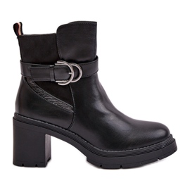 Damenstiefel mit hohem Absatz, warm, mit Reißverschluss, schwarz Inabelle