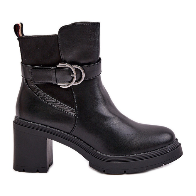 Damenstiefel mit hohem Absatz, warm, mit Reißverschluss, schwarz Inabelle