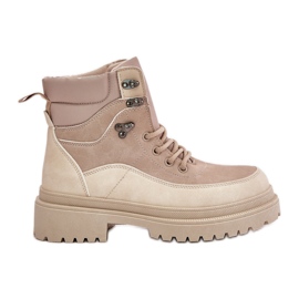Beige Rabaria Trapper-Schnürstiefel für Damen