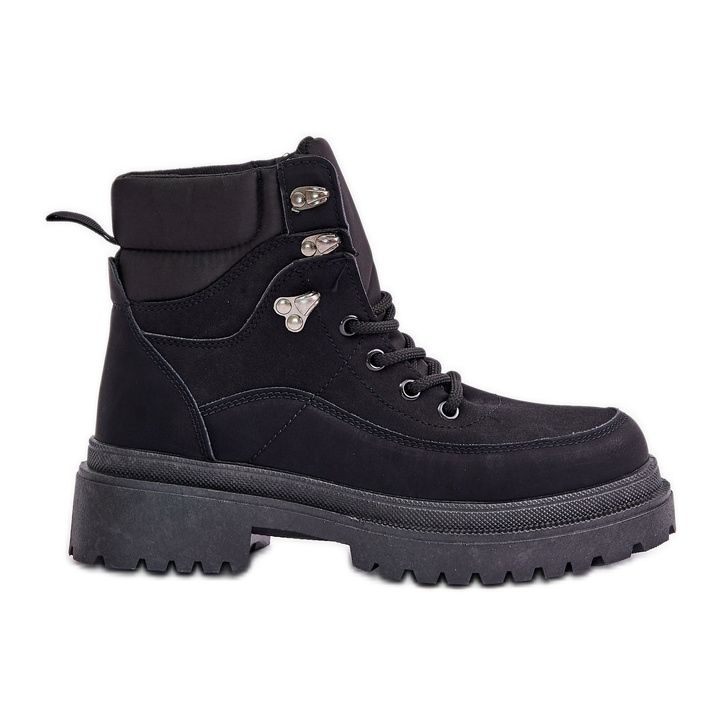 Trapper-Stiefel für Damen zum Schnüren in Schwarz von Rabaria