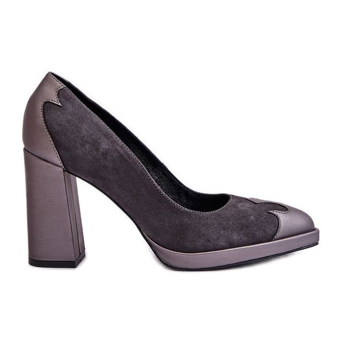 Wildleder-High-Heel-Pumps Laura Messi 2702 Grau
