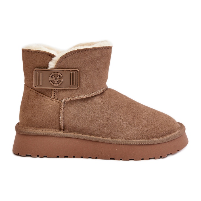 Leder-Wildleder-Schneestiefel mit Fell Vinceza 97951 Beige