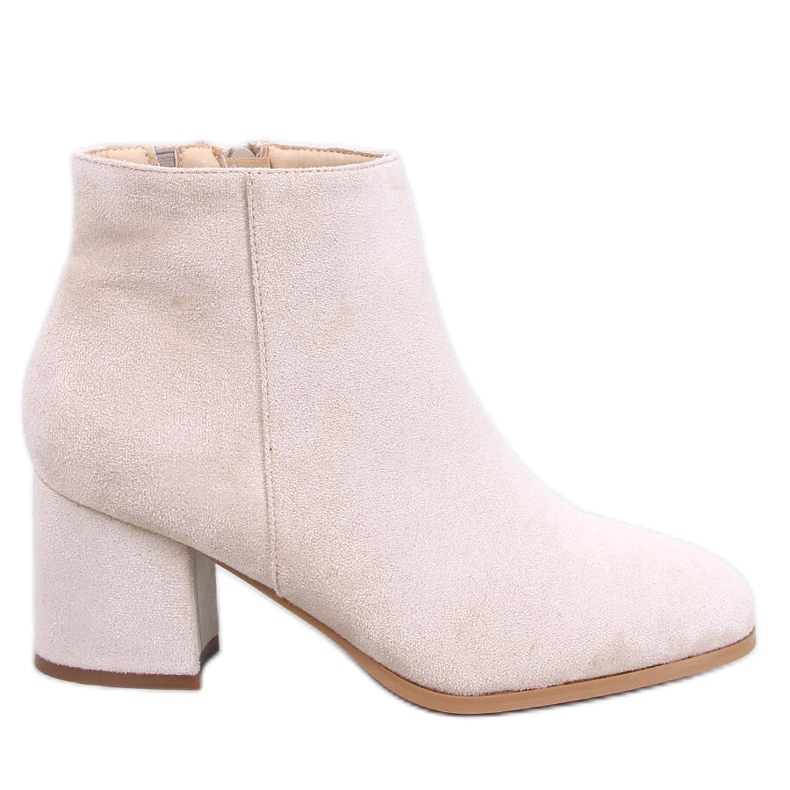 Marple Beige glatte Stiefeletten mit hohem Absatz