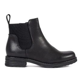 Schwarze, flache Chelsea-Stiefel für Damen