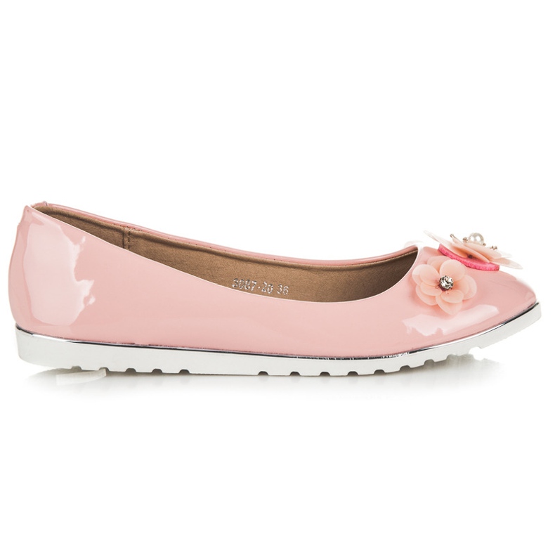 Vices Lackierte Ballerinas mit Blumen rosa