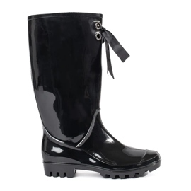 Goodin Schwarze, hohe Damen-Gummistiefel aus Lackleder
