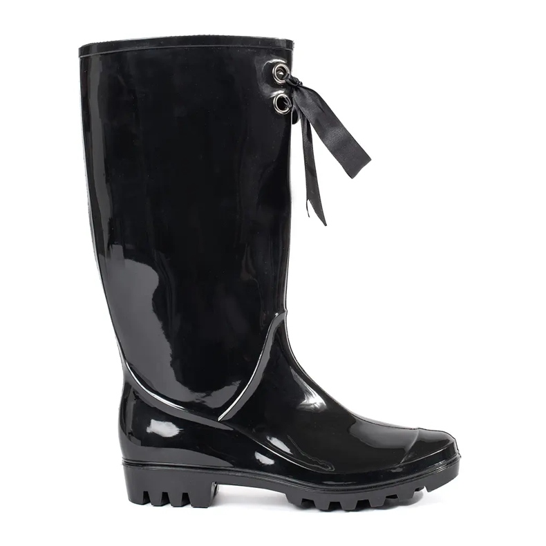 Goodin Schwarze, hohe Damen-Gummistiefel aus Lackleder