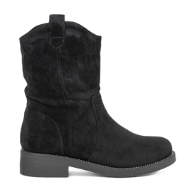 Schwarze Cowboystiefel für Damen aus Wildleder