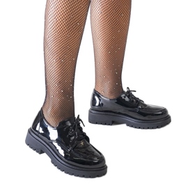 Schwarze lässige Schnür-Lackschuhe von Eduardana