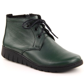 Isolierte Damen-Stiefeletten aus Leder, grün Helios 501