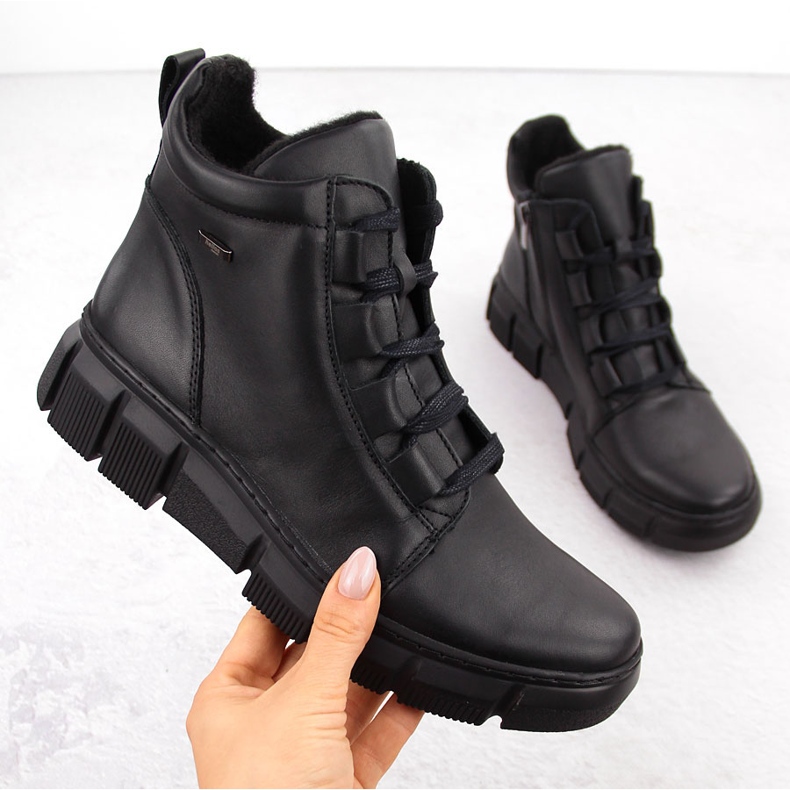 Bequeme, isolierte Damen-Lederstiefel, schwarz Helios 523