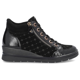 Rieker Damen-Lederstiefel, Lackleder Remonte R0773-04 schwarz