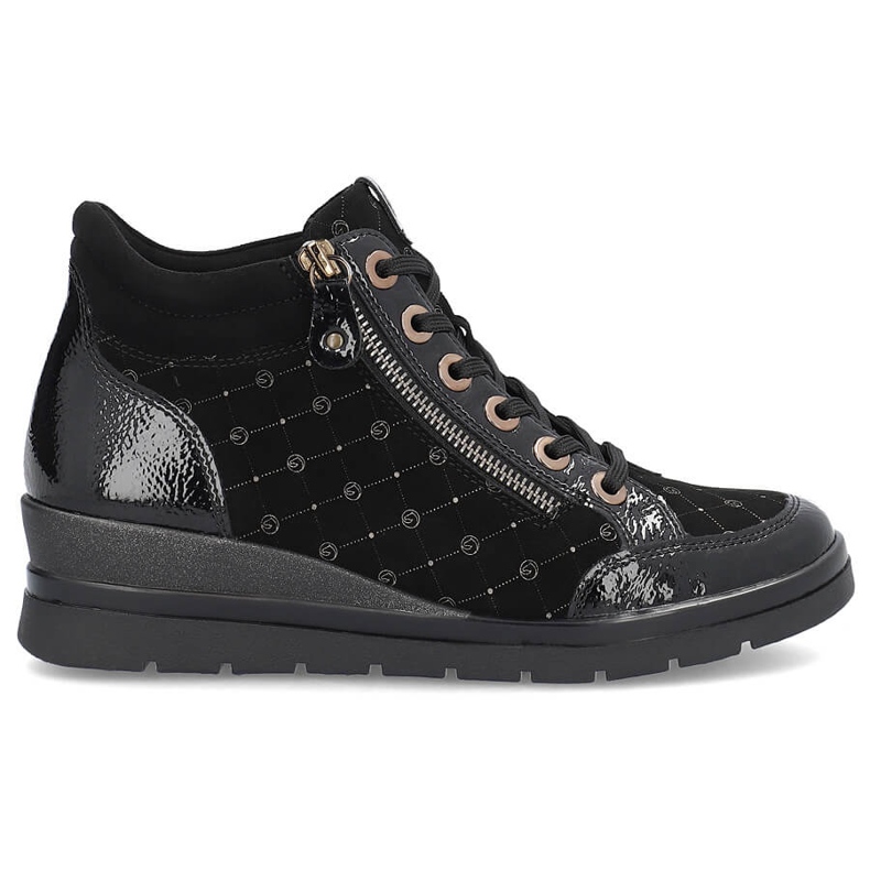Rieker Damen-Lederstiefel, Lackleder Remonte R0773-04 schwarz