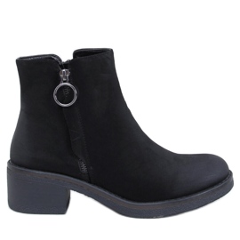 Levere Stiefeletten aus schwarzem Nubukleder mit niedrigem Absatz